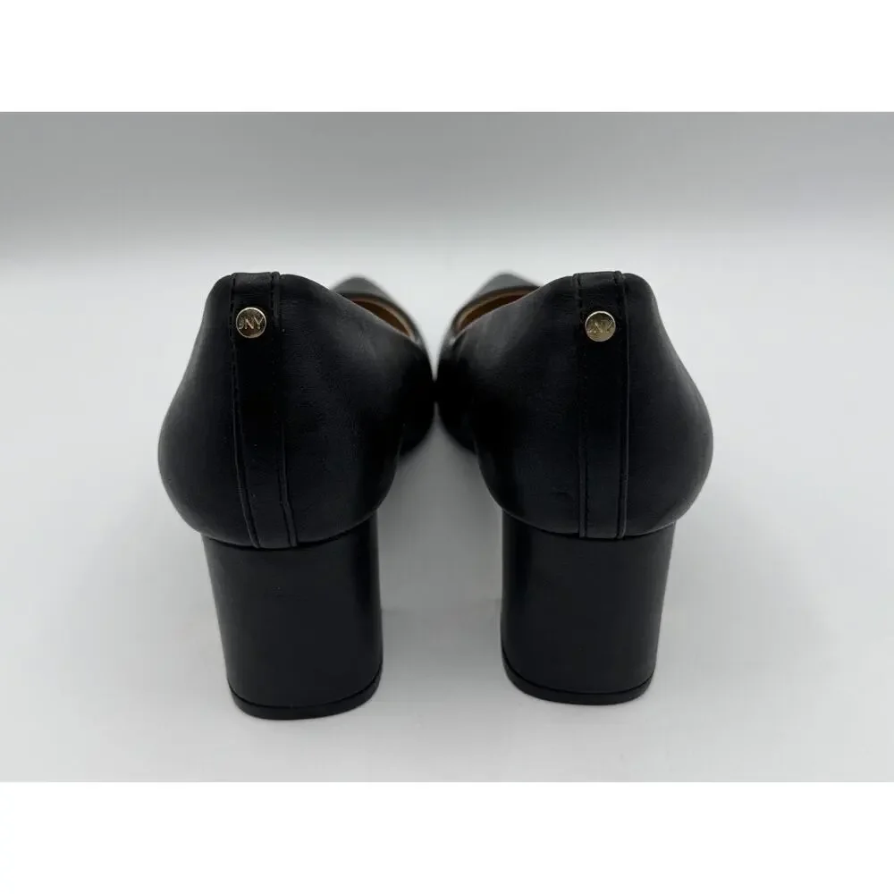Jones New York Canal Black Block Gold Plated Heel Pumps Pointed Toe Size 7.5 NEW